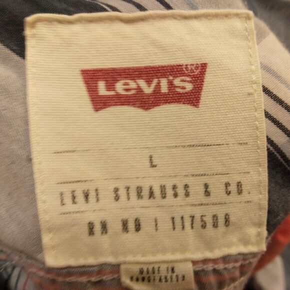 Levi's shirt mens L Large multicolor plaid long sleeve white tab button - Picture 6 of 9